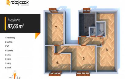 Rzut, plan REZERWACJA Gdańsk Orunia  4 pok  87 6m2  3 piętro-Gdańsk