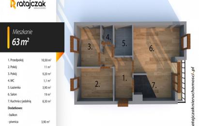 Rzut, plan 3 POKOJE/ GOTOWE DO WPROWADZENIA/ DUŻY BALKON-Gdynia