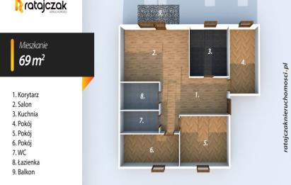 Rzut, plan 4-pokojowe mieszkanie 68.80 m² – Rumia Janowo-Rumia