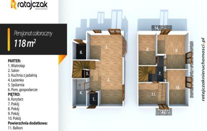 Rzut, plan Dom jednorodzinny + 6 domków letniskowych-Stegna