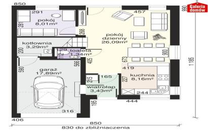 Rzut, plan Bliźniak 125 62 m2 | działka 555 m2 |-Szemud
