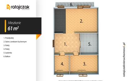 Rzut, plan Dla Rodziny │Z balkonem │3 pokoje │60 m2-Gdańsk