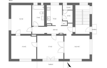 Rzut, plan Mieszkanie w modernistycznej kamienicy Hallera-Wejherowo