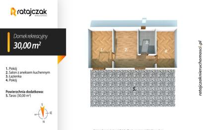 Rzut, plan Mobilny domek całoroczny | 30 m² | Działka 494 m²-Ciekocino