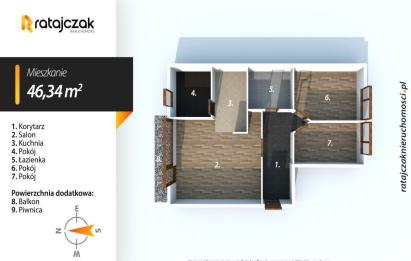 Rzut, plan 4 pokoje po remoncie | duży balkon | Wejherowo-Wejherowo