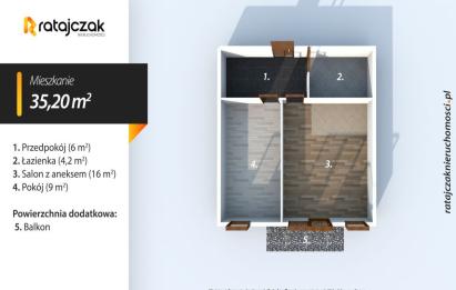 Rzut, plan Gdańsk Orunia – słoneczne  2 pokoje po odświeżeniu!-Gdańsk