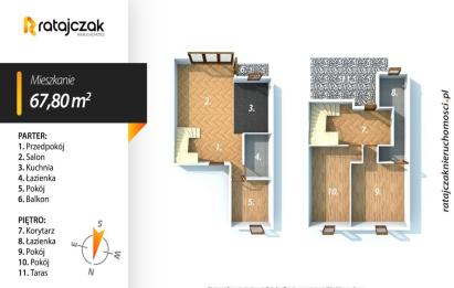 Rzut, plan dwupoziomowe | dwie łazienki | taras | z garażem-Reda