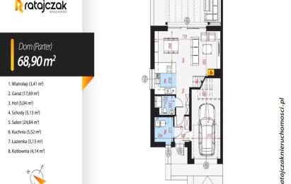 Rzut, plan Bliźniak 125 62 m2 | działka 500 m2 | odbiór 10.25-Gowino