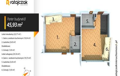 Rzut, plan Działka nad morzem z 2 budynkami|Las|4 lokale-Chłapowo