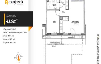 Rzut, plan 2 pokoje  ogródek  wyremontowane-Gdańsk