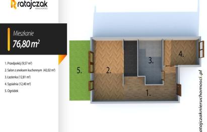 Rzut, plan Przestronne  od południa  z ogródkiem. Styl Loft-Lębork