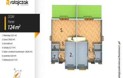 Rzut, plan Bliźniak 124 m2 | rekuperacja | blisko lasu | Góra-Góra
