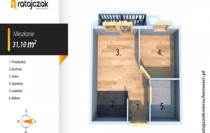 Rzut, plan 2 pokoje | 31 10 m2 | doskonała lokalizacja-Wejherowo